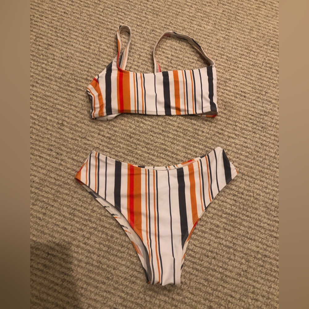 Striped Bikini Set in Orange and Black